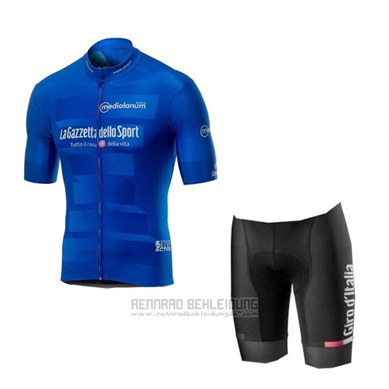 2019 Fahrradbekleidung Giro D'italien Blau Trikot Kurzarm und Tragerhose